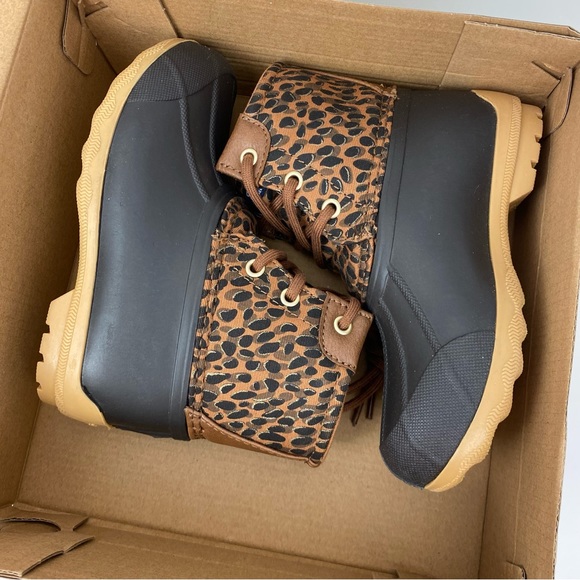 Sperry Toddler Little Girls Duck Boots Leopard Print NIB NEW - Picture 5 of 6